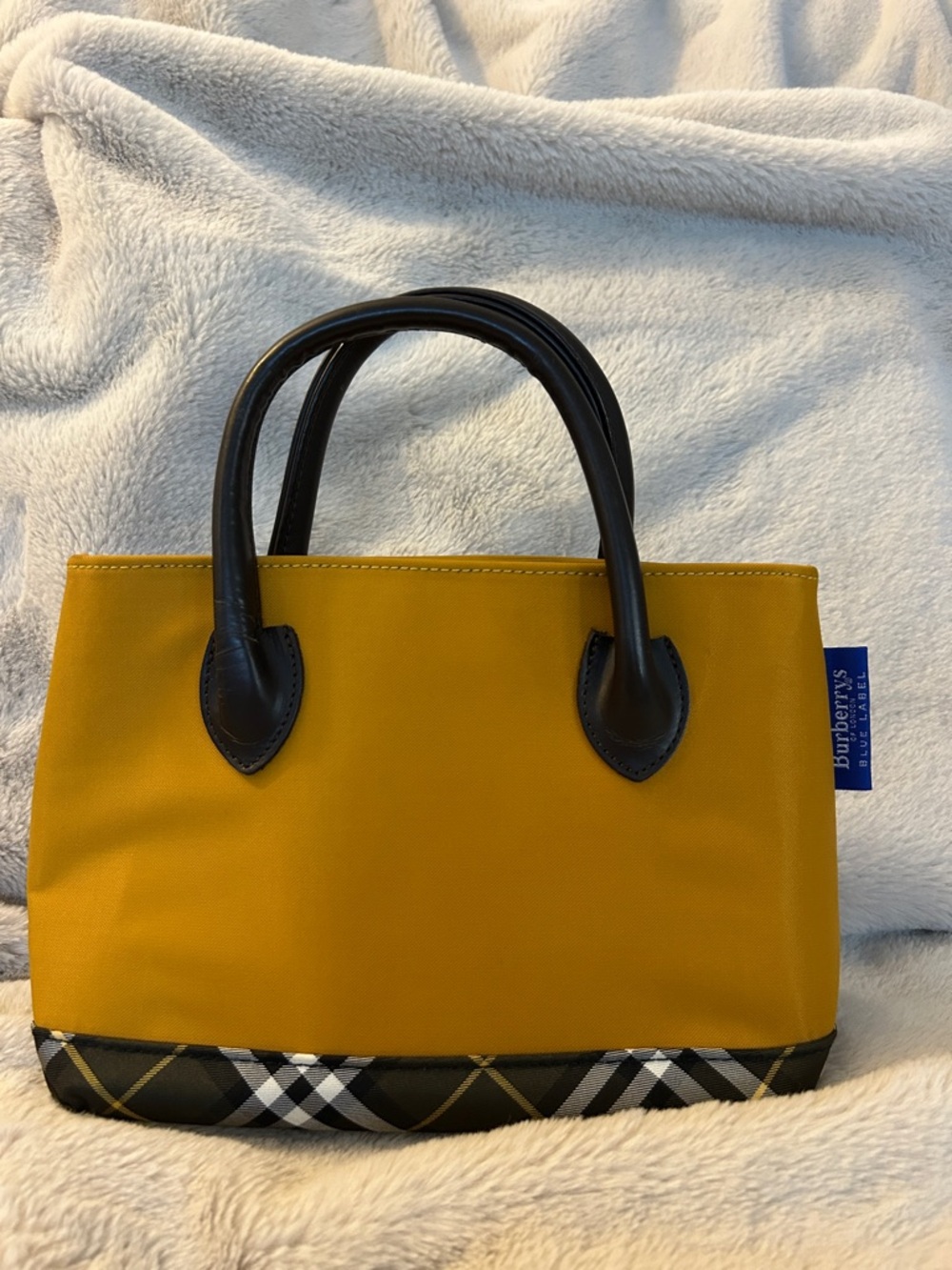 Burberrys Yellow Tote with Black Handles